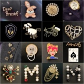 专柜商场同款 高档胸针字母套装 衣服饰品精致别针卡通配饰猫咪胸花