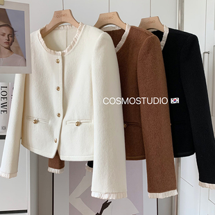 韩国东大门小香风气质双面羊毛呢子大衣女短款 外套小个子25秋冬季
