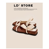 限时78 法式 复古厚底两穿露趾凉鞋 女方头一字带夏季 外穿凉拖鞋