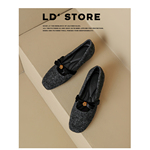 真皮~5cm内增高山茶花玛丽珍鞋女2026春季新款小香风灰色平底单鞋