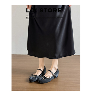 真皮~内增高法式蝴蝶结芭蕾单鞋女2026新款百搭软底浅口玛丽珍鞋