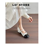 7cm内增高~粗跟玛丽珍单鞋女2026春小香风方头一字带山茶花高跟鞋