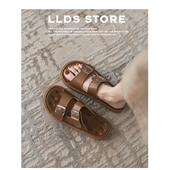 真皮 外穿百搭双排扣仙女风软平底博肯凉鞋 棕色勃肯凉拖鞋 女夏季