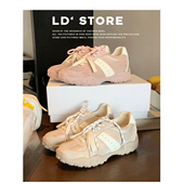 真皮 休闲运动阿甘鞋 7cm内增高小个子厚底银色德训鞋 女2025春新款