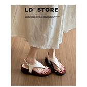 套趾罗马凉鞋 羊皮版 夏外穿2025新款 仙女风法式 厚底夹脚凉鞋 女款