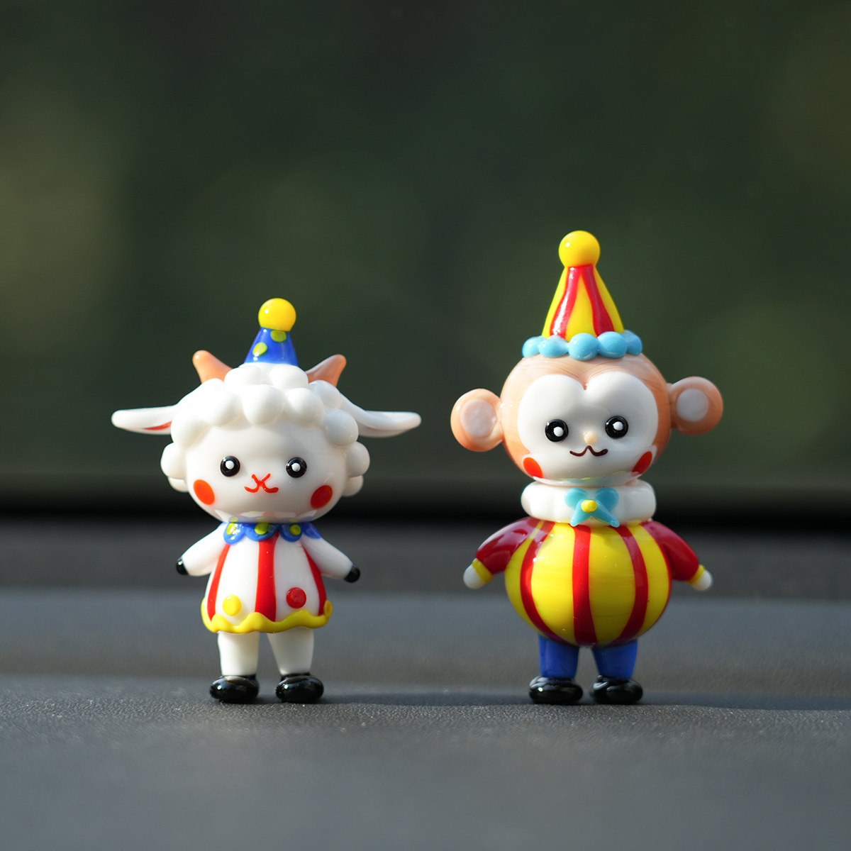 淄博琉璃手作马戏团小动物车载桌面摆件可爱猴子羊装饰品公仔礼物,家居饰品,装饰摆件,淘宝优惠券,粉丝福利购,淘宝优惠卷