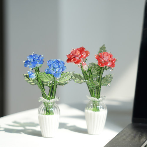 淄博琉璃玫瑰花永生花桌面摆件