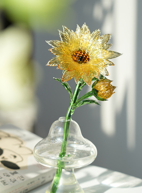 琉璃手作仿真向日葵永生花插花摆件治愈家居玄关办公桌装饰品礼物