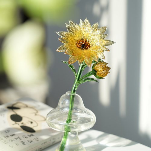 纯手工琉璃仿真向日葵桌面摆件