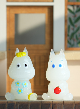 淄博琉璃手作可爱河马姆明摆件