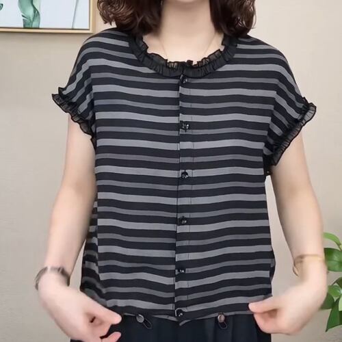 减龄妈妈条纹短袖t恤夏季薄款