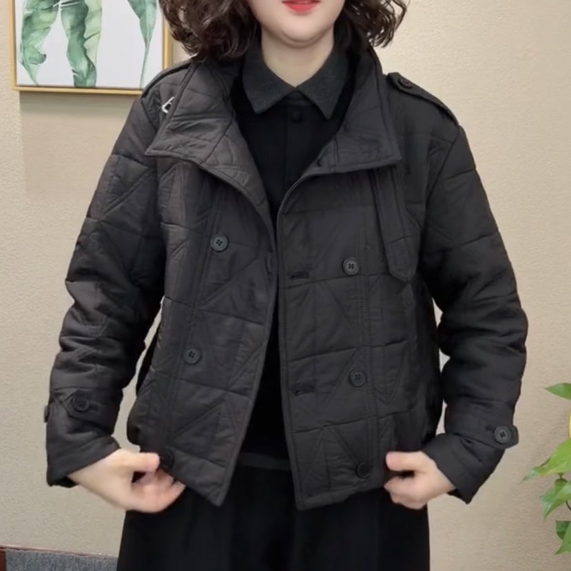 秋冬新款加厚棉服女时尚休闲中年妈妈装保暖棉袄宽松显瘦翻领外套