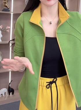 休闲宽松运动服拉链长袖开衫