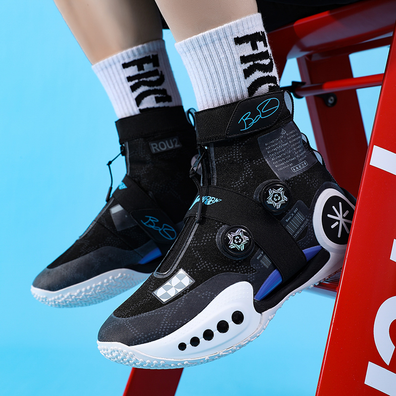 正品韦德9篮球鞋男秋冬高帮儿童旋转纽扣实战气垫学生夜光运动鞋