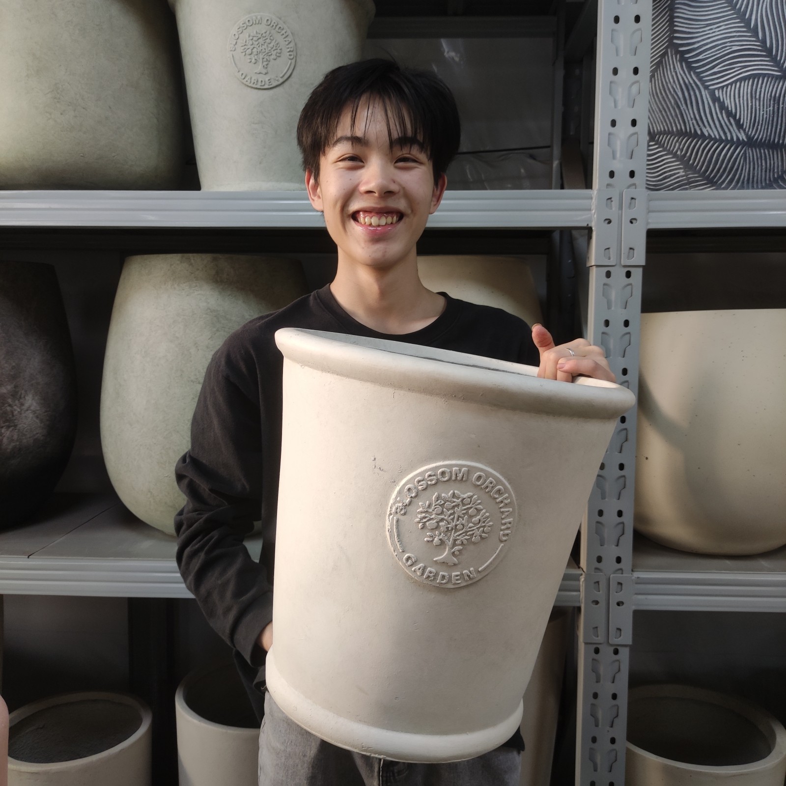 大口径高级感花盆龟背竹花盆侘寂风民宿简约室内外奶油风镁泥花盆