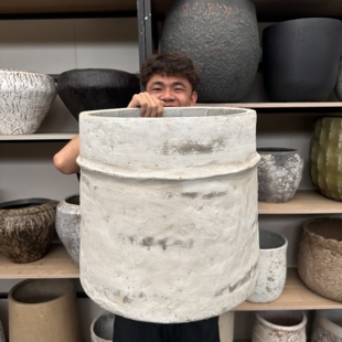 超大口径复古陶罐咖啡店种树花盆北欧简约轻奢落地室内外水泥花盆