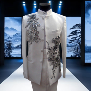 新中式立领中山装男大合唱演出服学生舞台表演礼服年会主持人服装