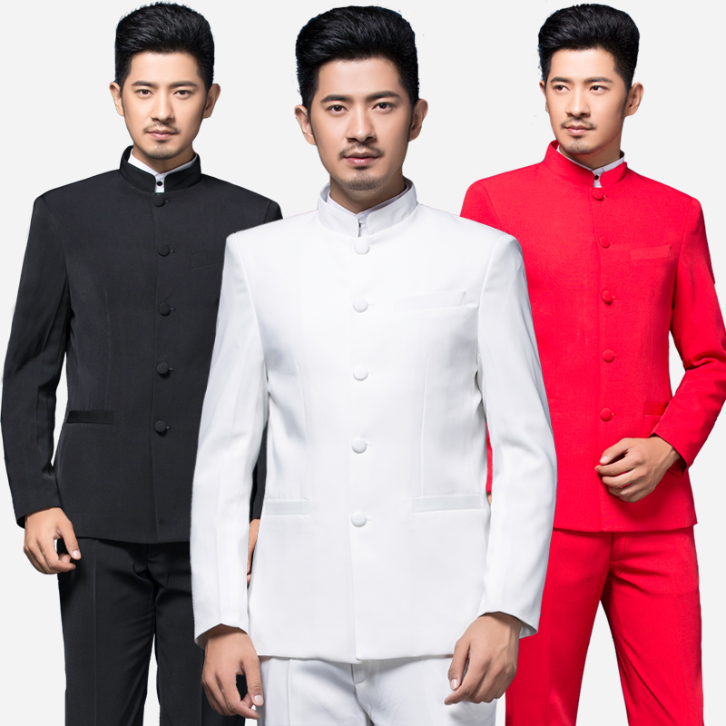 中山装套装演出服男士礼服黑色