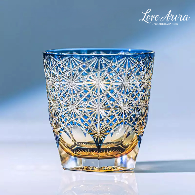只做高货 顺丰包邮 江户切子蓝雏菊威士忌洋酒杯水晶杯送礼盒