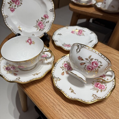 英国皇家德比Royal Crown Derby安东尼皇后德贝手绘咖啡杯 甜品碟