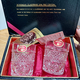 捷克斯洛伐克Bohemia波西米亚中古重工威士忌酒杯 洋酒杯 原盒