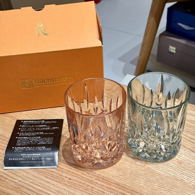 德国中古奈赫曼Nachtmann彩色水晶玻璃酒杯一对 约300ml 保真