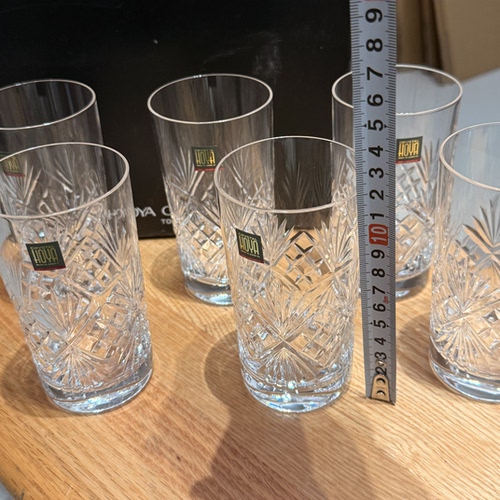 日本Hoya豪雅浮雕菊纹水晶杯水杯果汁杯茶杯酒杯 全新 约240ml