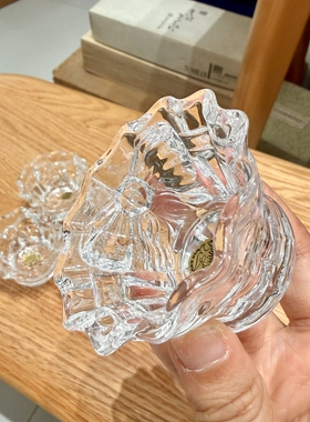 法国中古CRISTAL DE FLANDRE水晶蝴蝶结烛台小钵6*3cm