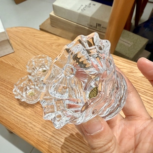 法国中古CRISTAL DE FLANDRE水晶蝴蝶结烛台小钵6*3cm