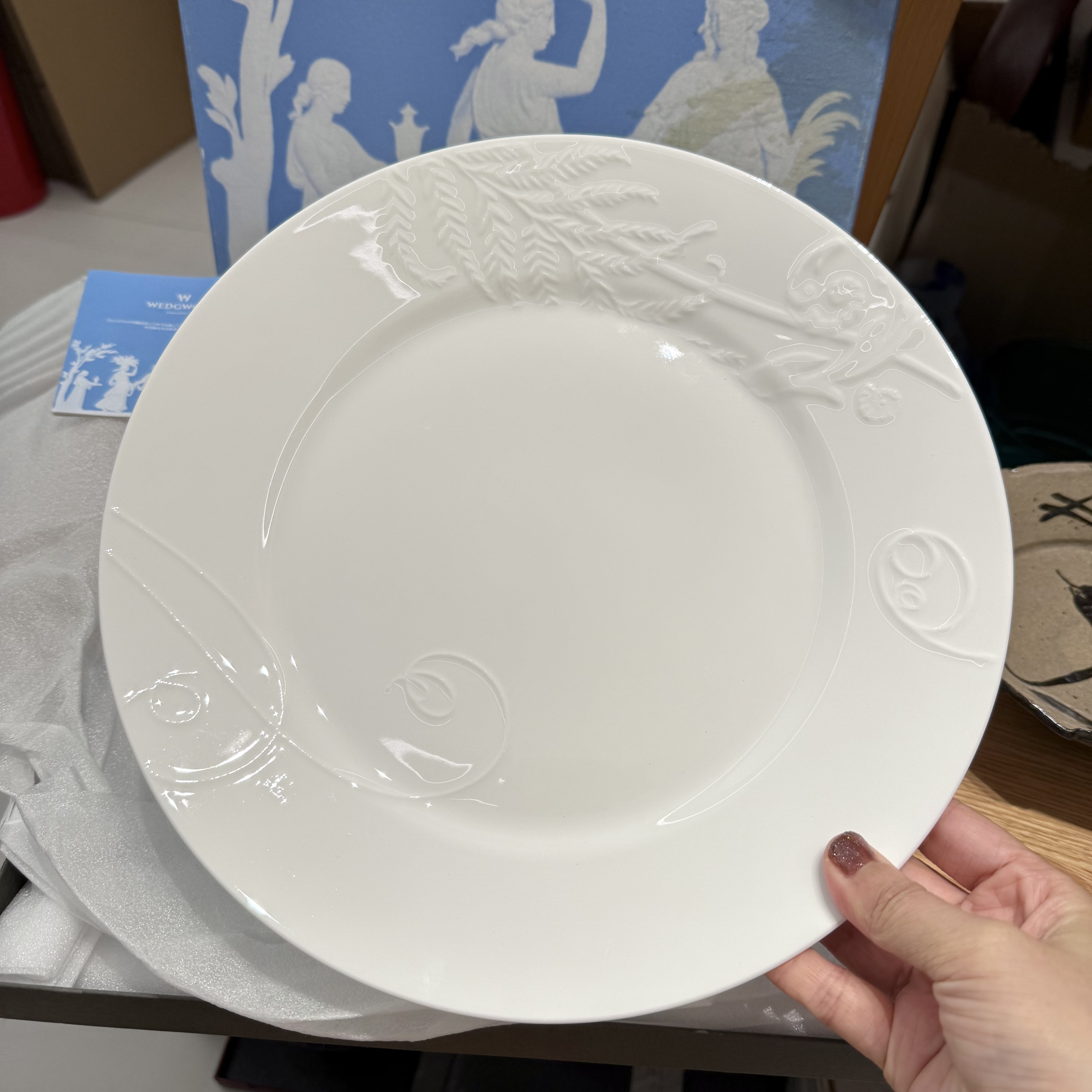 英国Wedgwood韦奇伍德自然系列浮雕骨瓷沙拉碗 西餐盘牛排盘