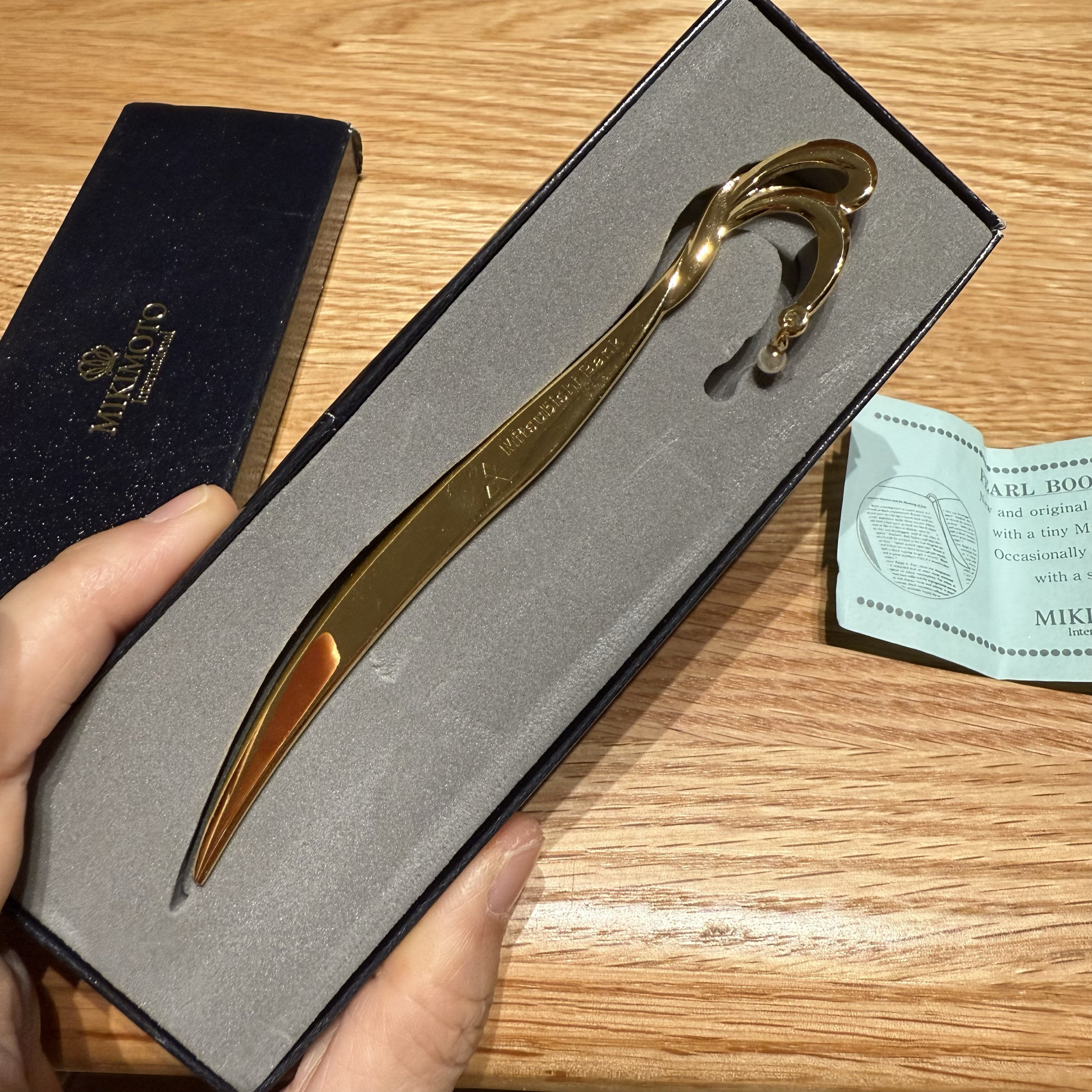 日本mikimoto御木本珍珠书签长款别致书签 银行定制款介意勿拍