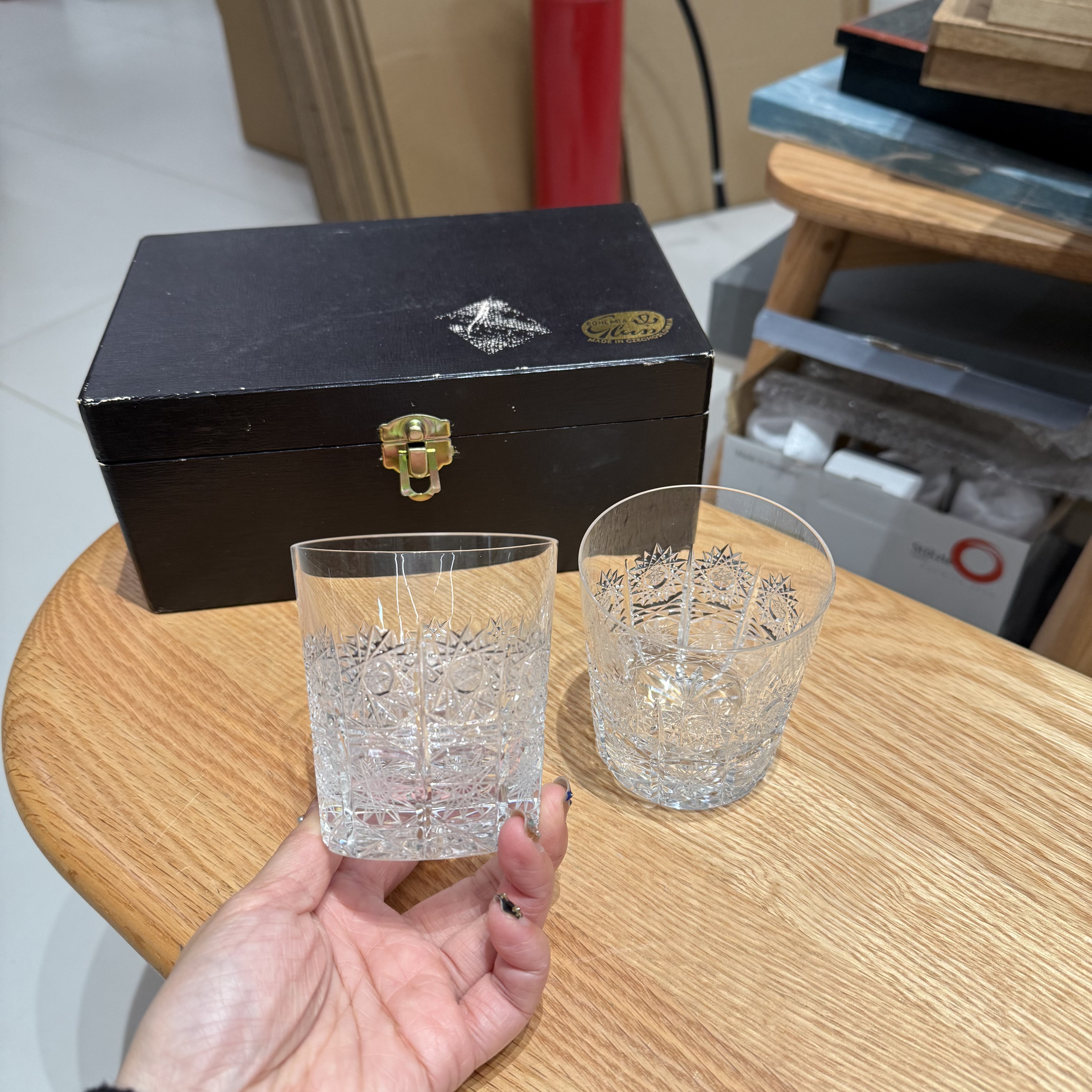 Bohemia波西米亚500pk手工切割威士忌水晶酒杯 底部划痕微瑕400ml