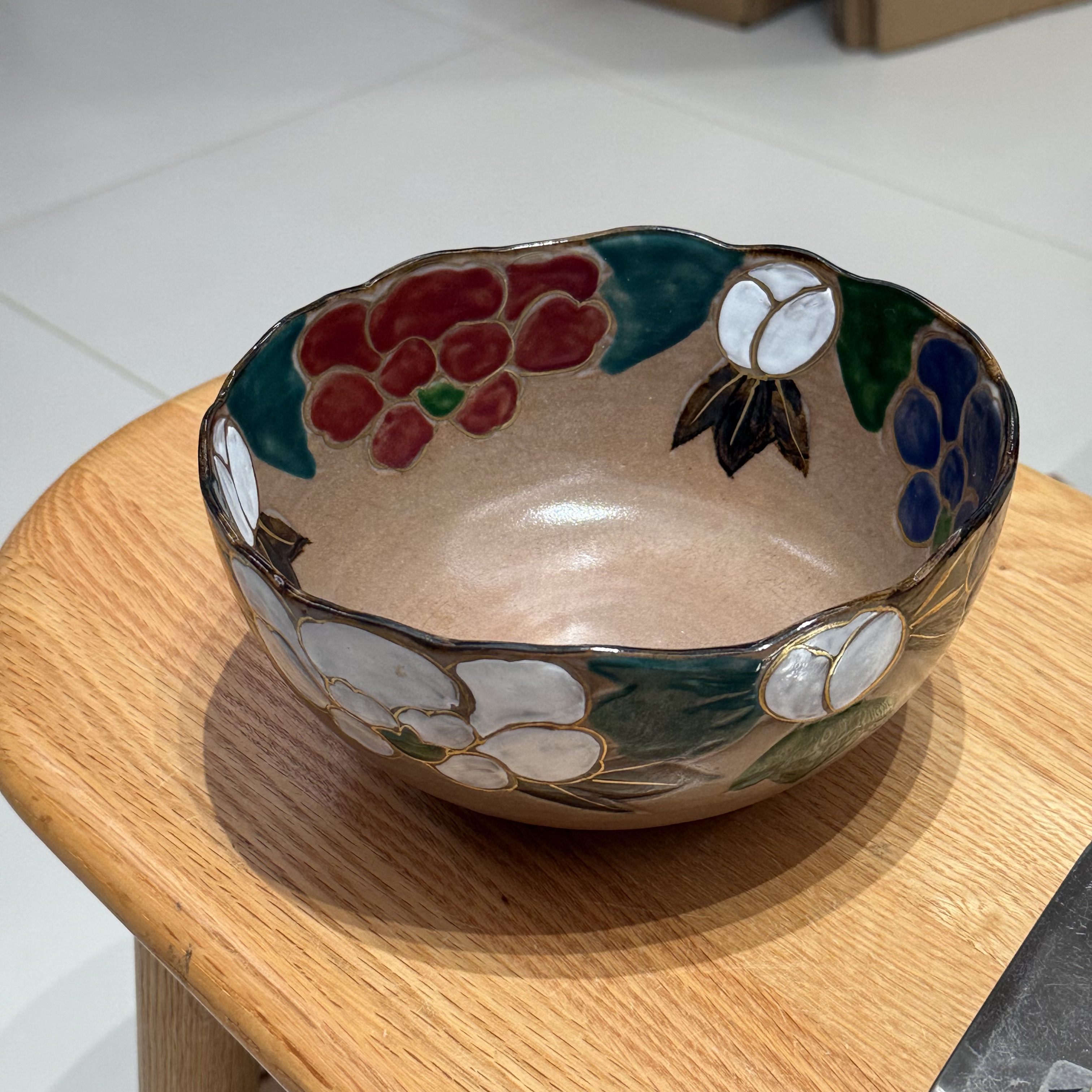 日本中古陶制茶道具果子钵果盘沙拉碗 有底款 近全新 19*9cm