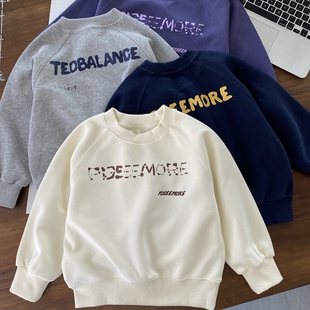 新品 基础款 2024秋季 170中大童男童春秋套头上衣 佰搭圆领卫衣110