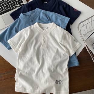 lemon 男童有机棉立领短袖 pouch 新中式 白T恤 糯糯棉