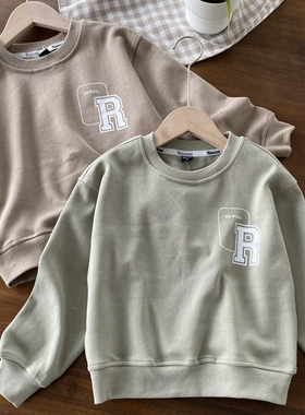 S X【HB9124】R字母珠地棉卫衣