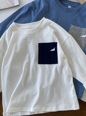 巨软糯【lemon pouch】糯糯棉~宽松落肩男童纯棉长袖T恤