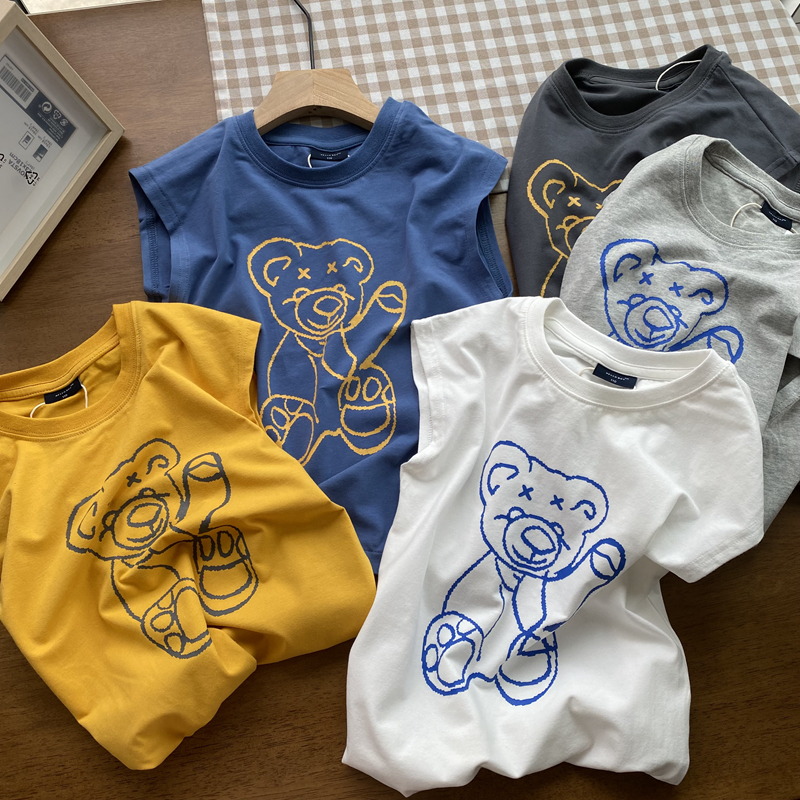 软糯好手感* 中大童 110-160男童落肩款背心 无袖T恤