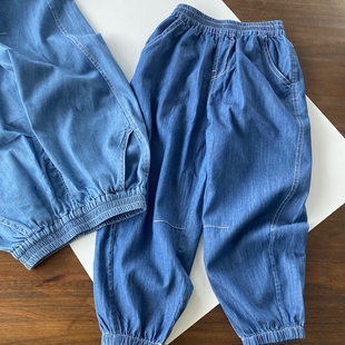 【竹节天丝】薄软凉快更有质感/男童夏季薄牛仔裤/防晒防蚊长裤