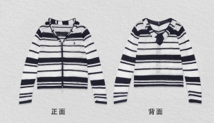 常规款 款 条纹长袖 连帽开衫 撞色百搭清凉感HB534 针织衫 修身