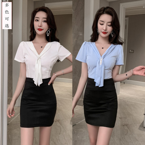 养生馆工作服套装包臀显瘦足浴足疗技师服新款美容院酒店衬衣制服