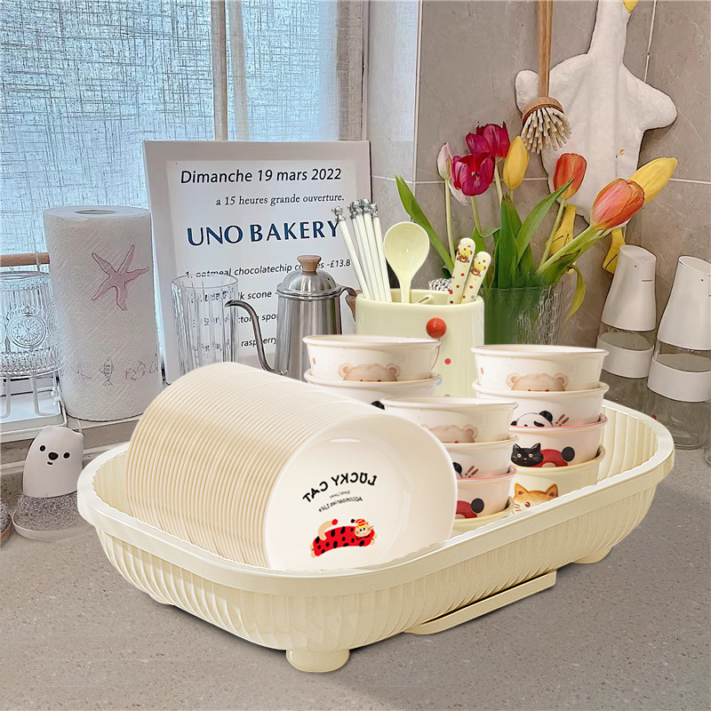 沥水碗盘架厨房碗碟收纳架水槽餐具置物架家用台面碗柜碗筷收纳盒