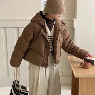 2025冬装新品女士连帽短款加厚羽绒服韩版小个子保暖面包服外套