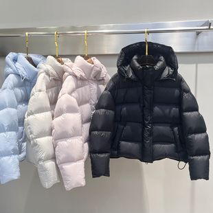 新国标95%白鸭绒 女韩系短款连帽抗寒羽绒服加厚小个子面包服外套