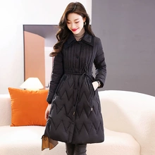 高端设计师款 2025冬女士减龄中长款小香风修身显瘦腰翻领羽绒服