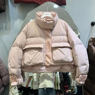 2025秋冬新品欧洲站潮牌女士短款羽绒服宽松欧货面包服白鸭绒外套