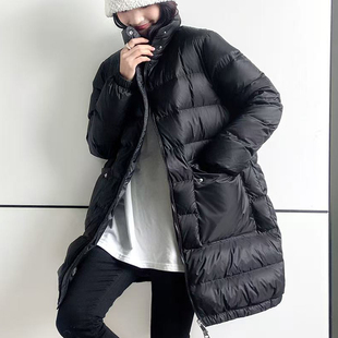 2025冬装新款宽松蒙家同款女高级感中长款立领欧货90白鸭绒羽绒服