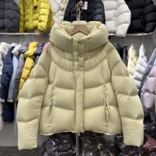 新国标90白鸭绒女短款云朵泡芙加厚连帽羽绒服小个子冬面包服外套