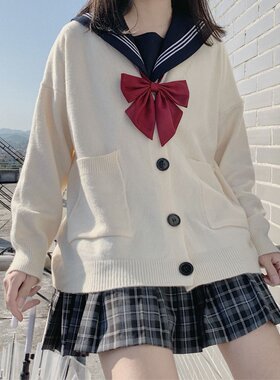 慵懒风宽松长袖毛衣jk可爱JK制服