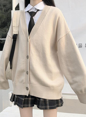 jk宽松V领新款春秋外穿开衫
